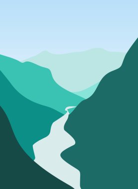 Mountain and river clipart