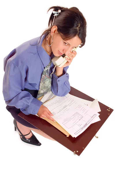 Affärskvinna och telefon — Stockfoto