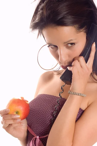 Çağrı telefon elma — Stok fotoğraf