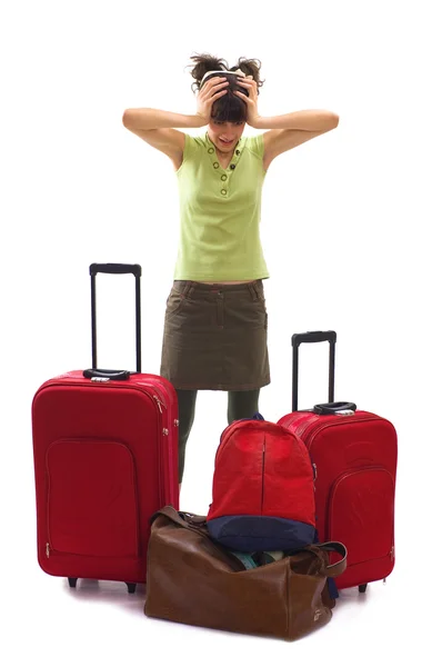 Reizen met een heleboel tassen en Bagage — Stockfoto