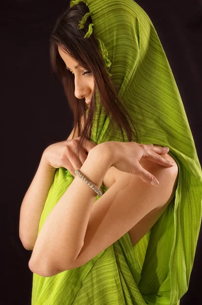 Erotic girl with shawl — Stock Photo, Image