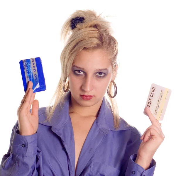 Γυναίκα με πιστωτική κάρτα — Φωτογραφία Αρχείου