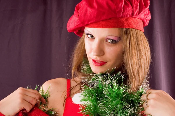 Portre Noel Baba kız — Stok fotoğraf