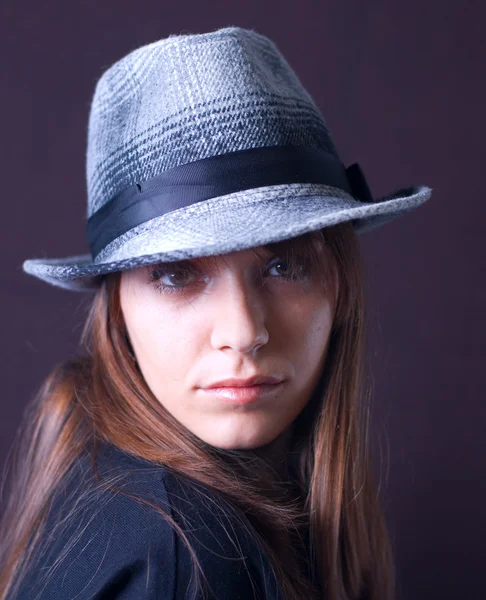 Portret z kapeluszem — Zdjęcie stockowe