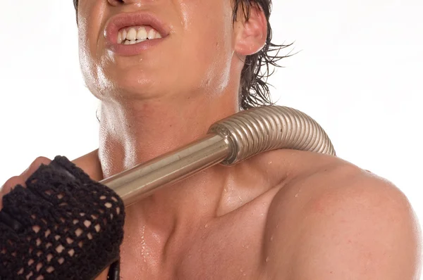 Wet sweaty bodybuilder — Stock Photo, Image