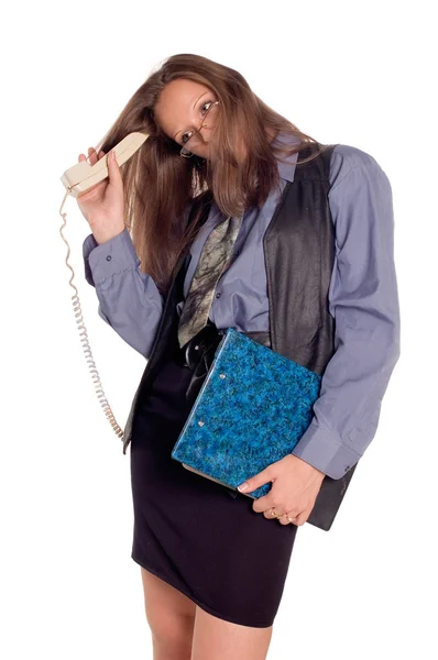Γυναίκα των επιχειρήσεων και τηλέφωνο — Φωτογραφία Αρχείου