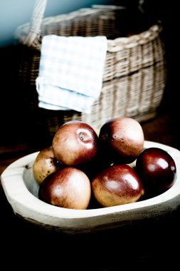 Apples in wooden pan clipart