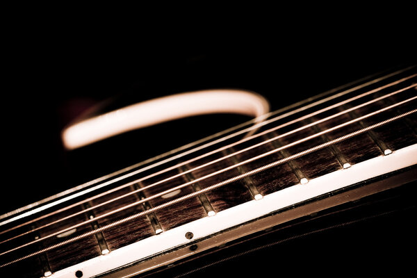 Acoustic guitar strings close up