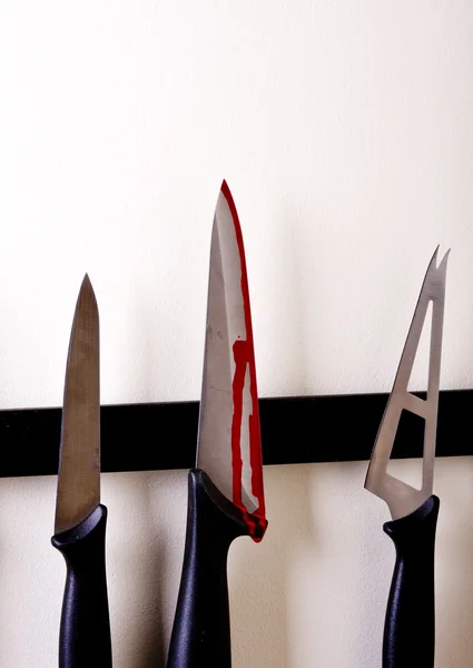 Bloodey kitchen knife — Stock Photo, Image
