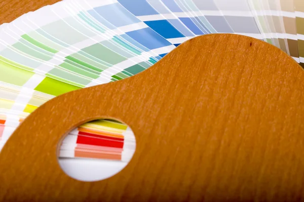 Painting palette and color chart — Stock Photo, Image
