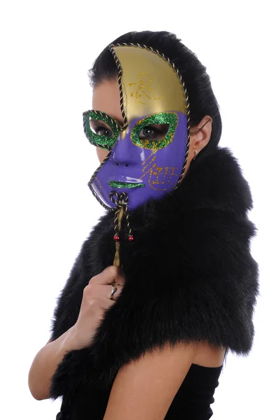 Frau mit Faschingsmaske — Stockfoto