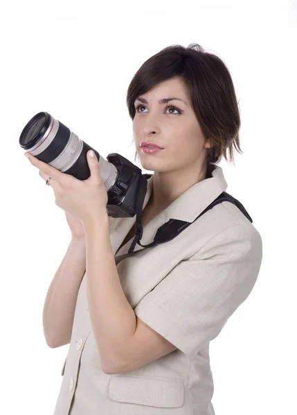 Woman with a camera — Stock Photo, Image