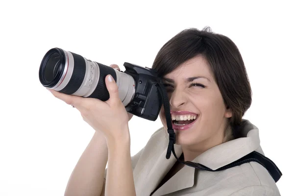 Wanita dengan kamera — Stok Foto
