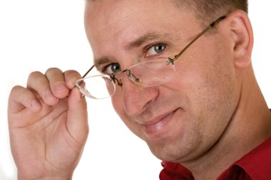 Man holding eyeglasses clipart