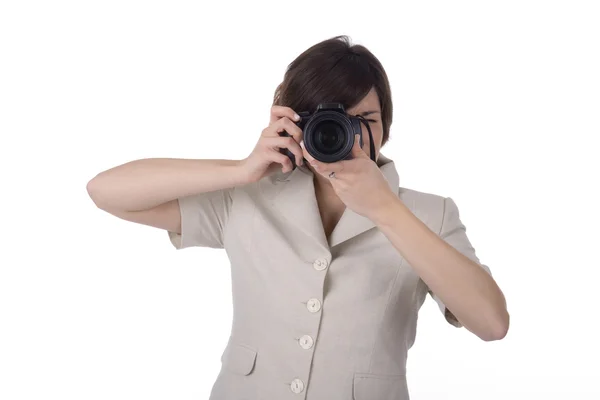 Nő egy kamerával — Stock Fotó