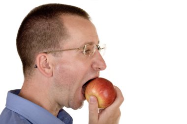 Man eating apple clipart
