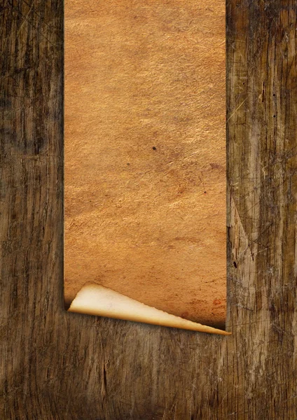 Ročník starý papír na dřevo — Stock fotografie