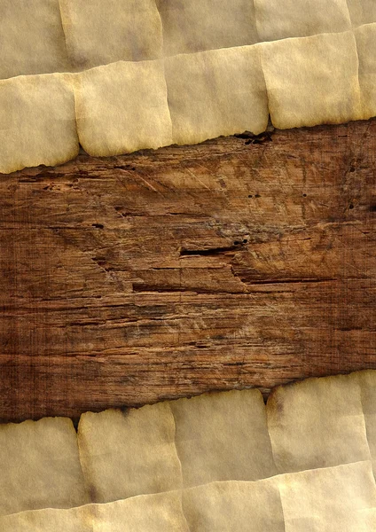 Старая старинная бумага на дереве — стоковое фото