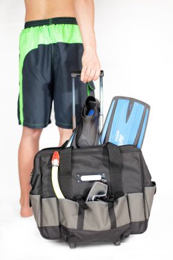 Man and suitcase clipart