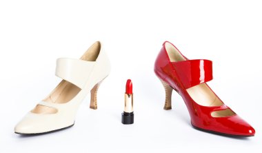 Shoes on a high heel and lipstick clipart