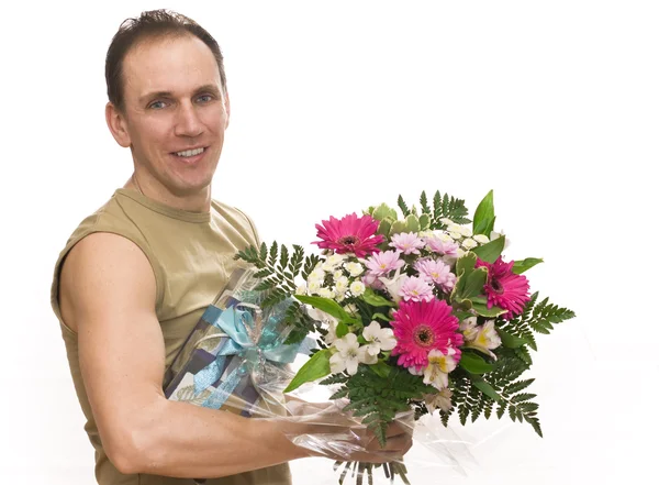 Uomo con un bouquet — Foto Stock
