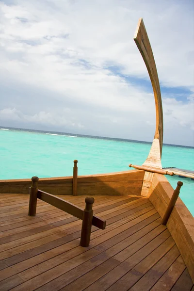 stock image Nose of boat on background of ocean