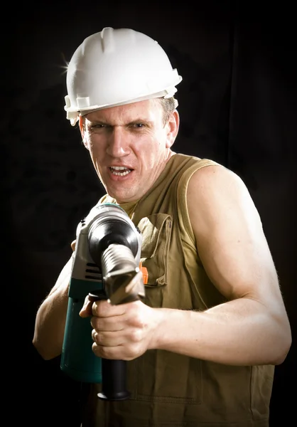 Il costruttore in un casco protettivo — Foto Stock
