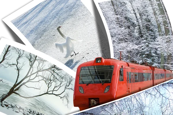 Поезд мечты о зимнем путешествии — стоковое фото