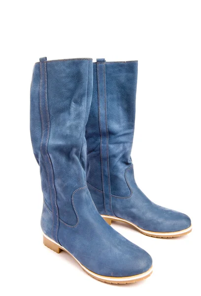 New bright Dark blue boots — Stock Photo, Image