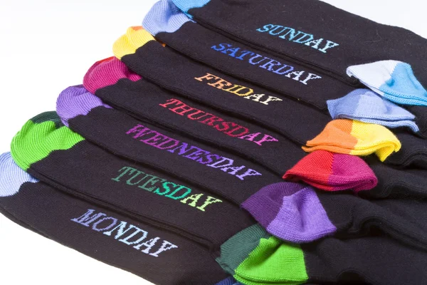 Socks lay with coloured heels — Stock Photo, Image