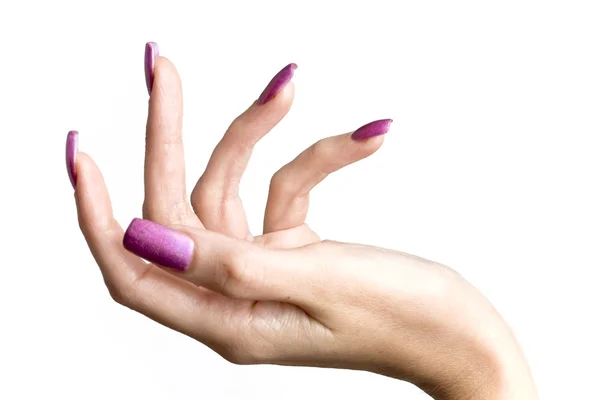 Mano femminile con unghie lunghe — Foto Stock