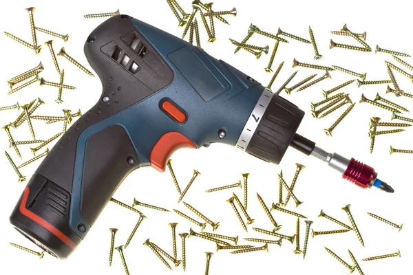 Drill-screwdriver electric storage and s — Stock Photo, Image