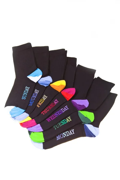 Socks lay with coloured heels — Stock Photo, Image