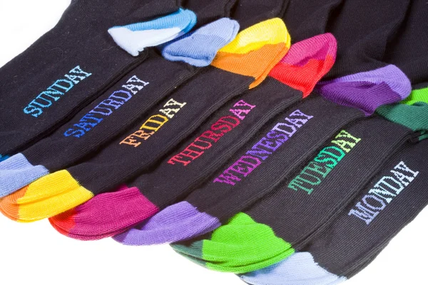 Renkli topuklu çorap koymak — Stok fotoğraf
