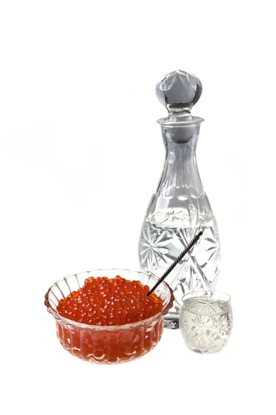 Vodka y caviar rojo —  Fotos de Stock