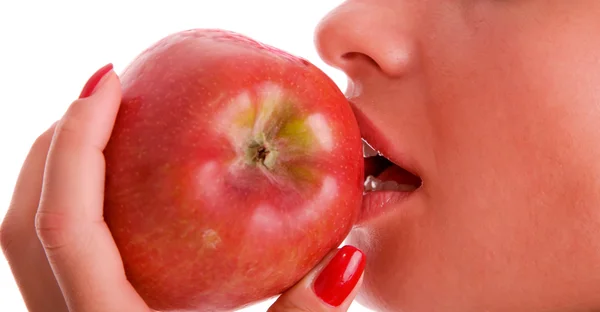 Woman eating apple — Stock Photo, Image