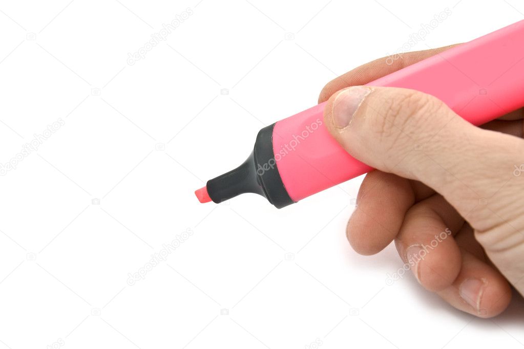 Pink marker in hand