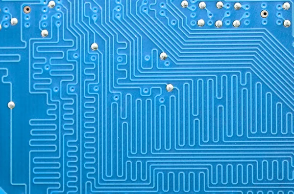 Blue pcb with components — Stock Photo, Image