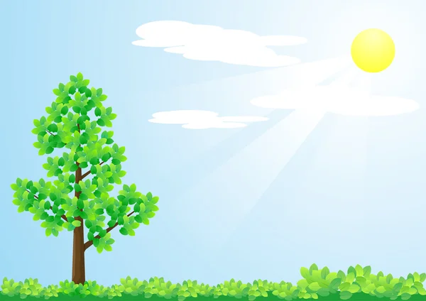 stock vector Tree and sun