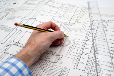 Engineer working on a project clipart