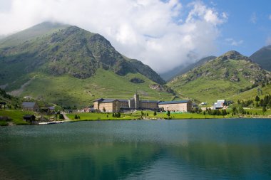 Vall de Nuria Sanctuary in the pyrenes clipart