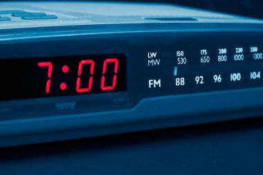 Alarm radio clock. Time to wake up clipart