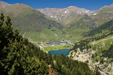 Vall de Nuria Sanctuary in the pyrenees clipart