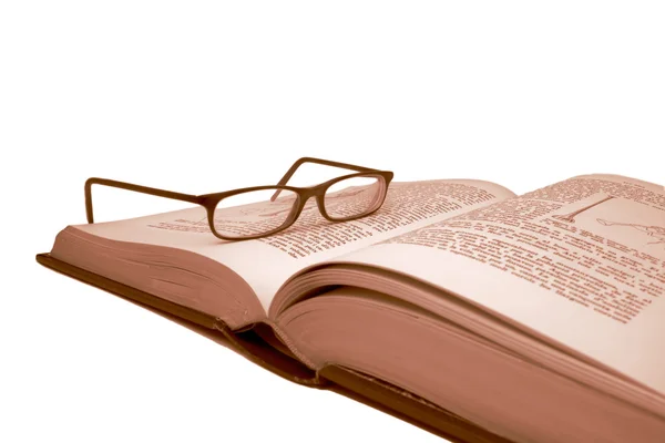 Régi könyv és szemüveg — Stock Fotó