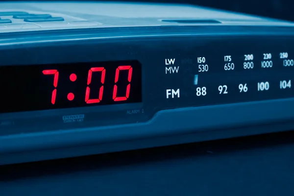 Stock image Alarm radio clock. Time to wake up