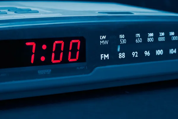 Alarm radio clock. Time to wake up — Stock Photo, Image
