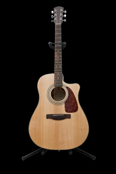 Acoustic guitar on black background — Stock Photo, Image