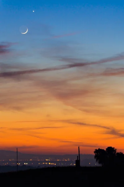 Mond und Venus Konjunktion — Stockfoto