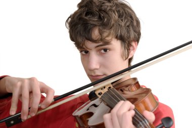 Teenager playing violin clipart