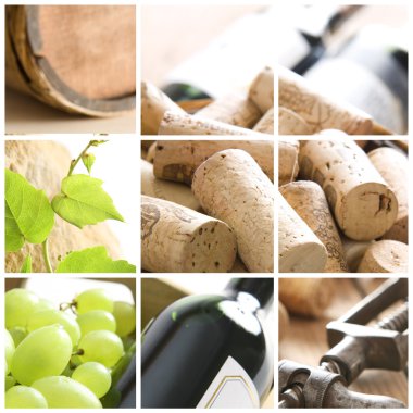 Wine, grape, corks and corkscrew clipart